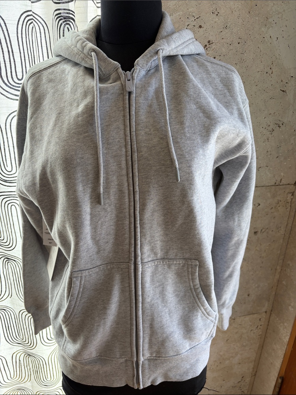 Aritzia Light Gray Zip-Up Hoodie